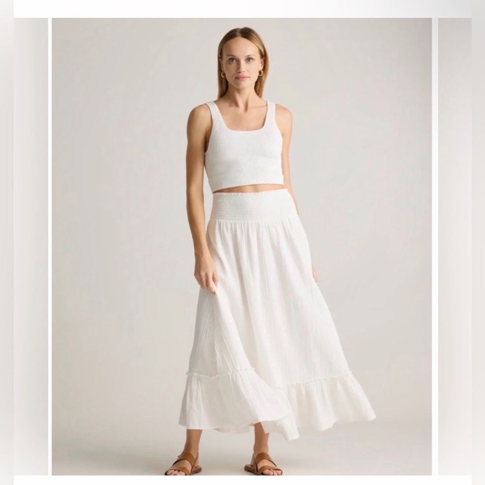 Quince White Maxi Skirt with Ruffle Hem - Picture 2 of 3